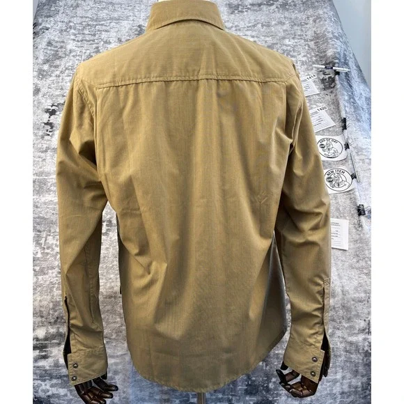 Magpul Industries Men's M Khaki Mustard Long Sleeve Button-Up Shirt Snap Pockets - Picture 3 of 5